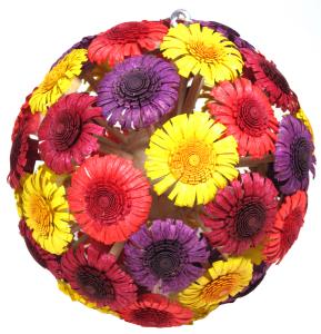 Leichsenring Blumenkugel farbig (Leichsenring 7) Blumenkugel mit gedrechselten Blüten in verschiedenen Farben.